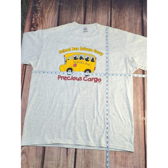 VTG School Bus Drivers Carry Precious Cargo Puff Print Single Stitch Shirt 2XL - Picture 2 of 6